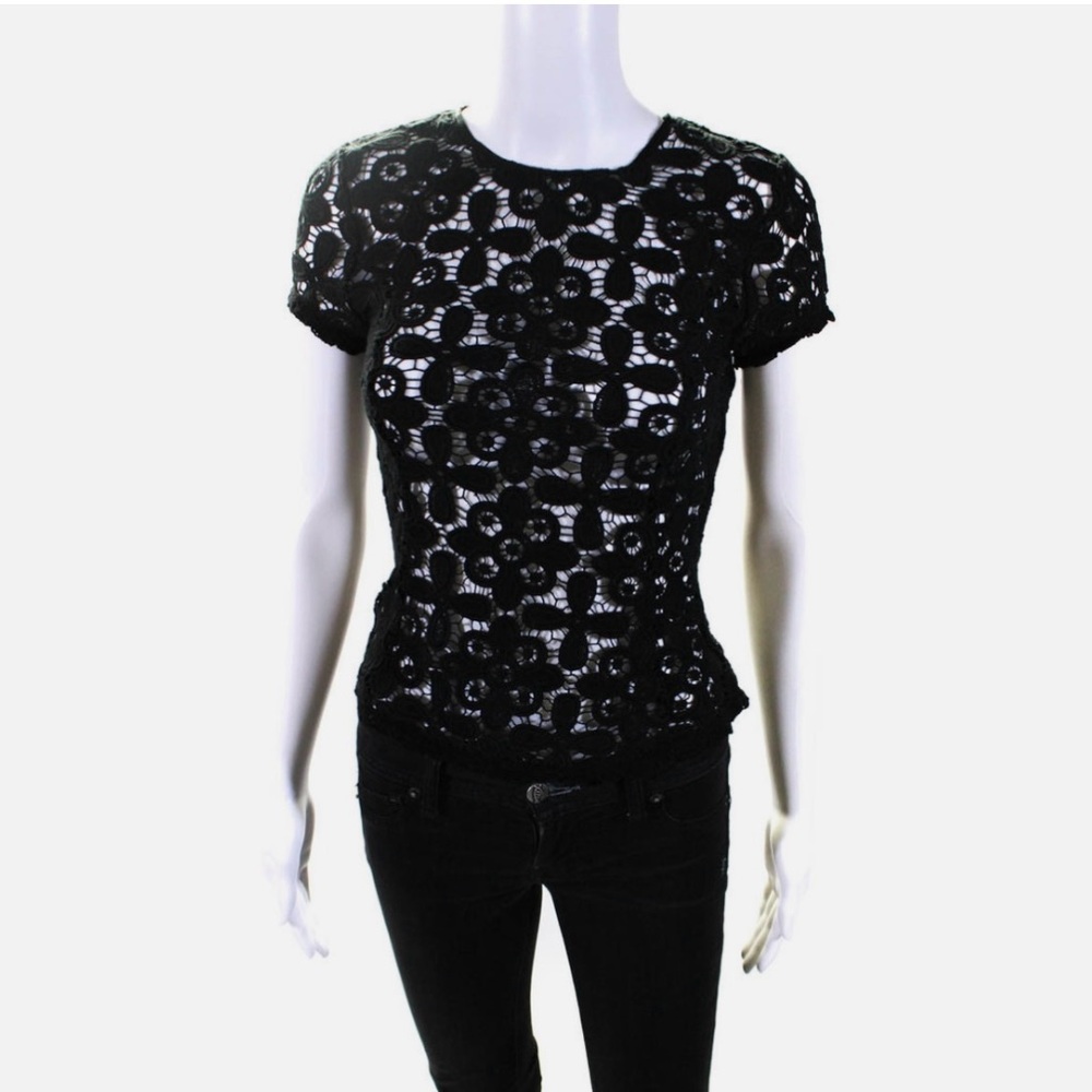INTERMIX Exclusive Black Fitted Cap Sleeve Blouse